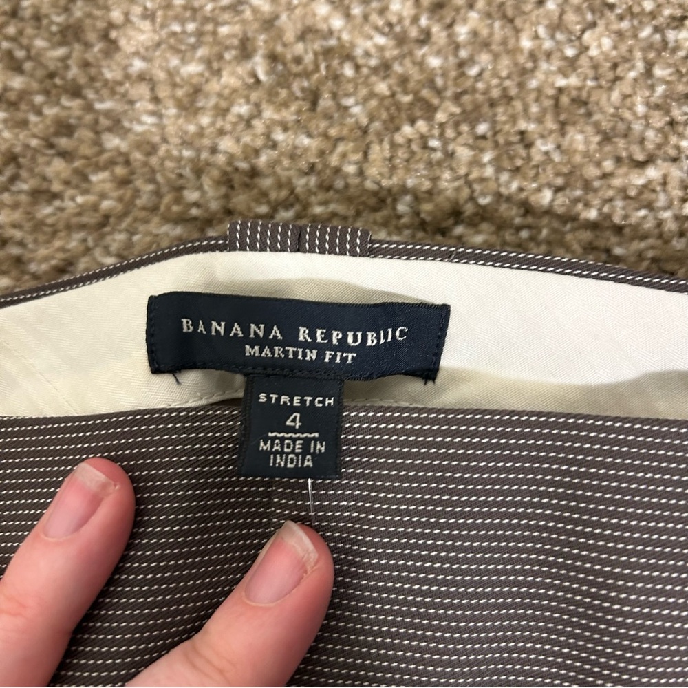 Banana Republic Martin Fit Dress Pants Women’s Size 4 Brown Micro Stripe Stretch - Picture 2 of 7